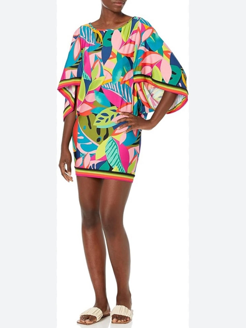 Trina Turk Rainforest Drape Sleeve Tunic Cover-up Size M - Picture 2 of 6